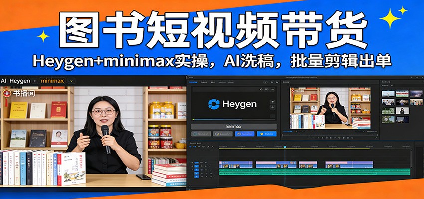 图书短视频带货：Heygen+minimax实操，AI洗稿 ，批量剪辑出单-悟空知识星球
