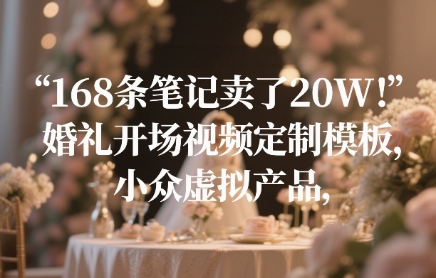 168条笔记卖了20W！婚礼开场视频定制模板，小众虚拟产品-悟空知识星球