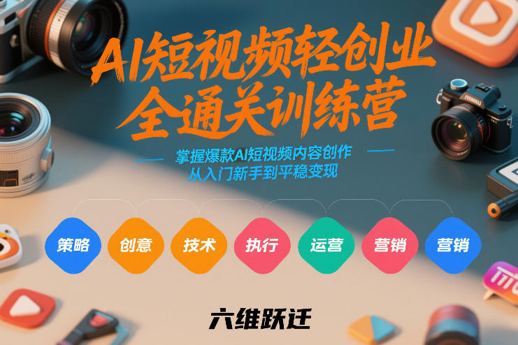 AI短视频轻创业全通关训练营，掌握爆款AI短视频内容创作，从入门新手到平稳变现的六维跃迁-悟空知识星球