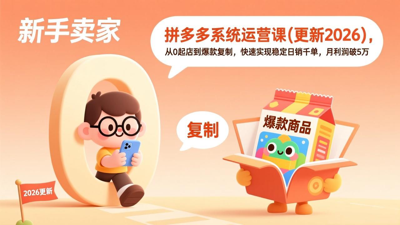 （17807期）拼多多系统运营课(更新3月)，从0起店到爆款复制，快速实现稳定日销千单，月利润破5万-悟空知识星球