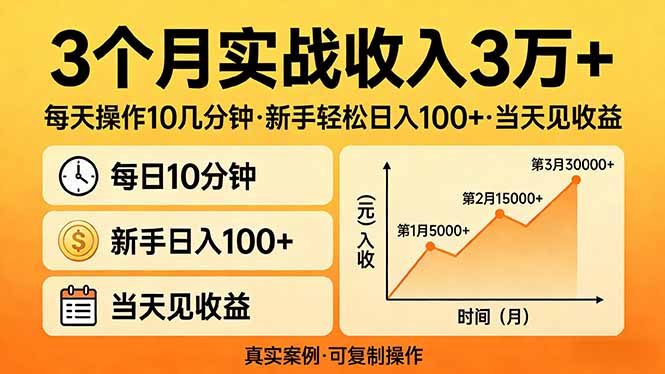 （17639期）3个月实战收入3万+，每天操作10几分钟，新手轻松日入100+，当天见收益-悟空知识星球