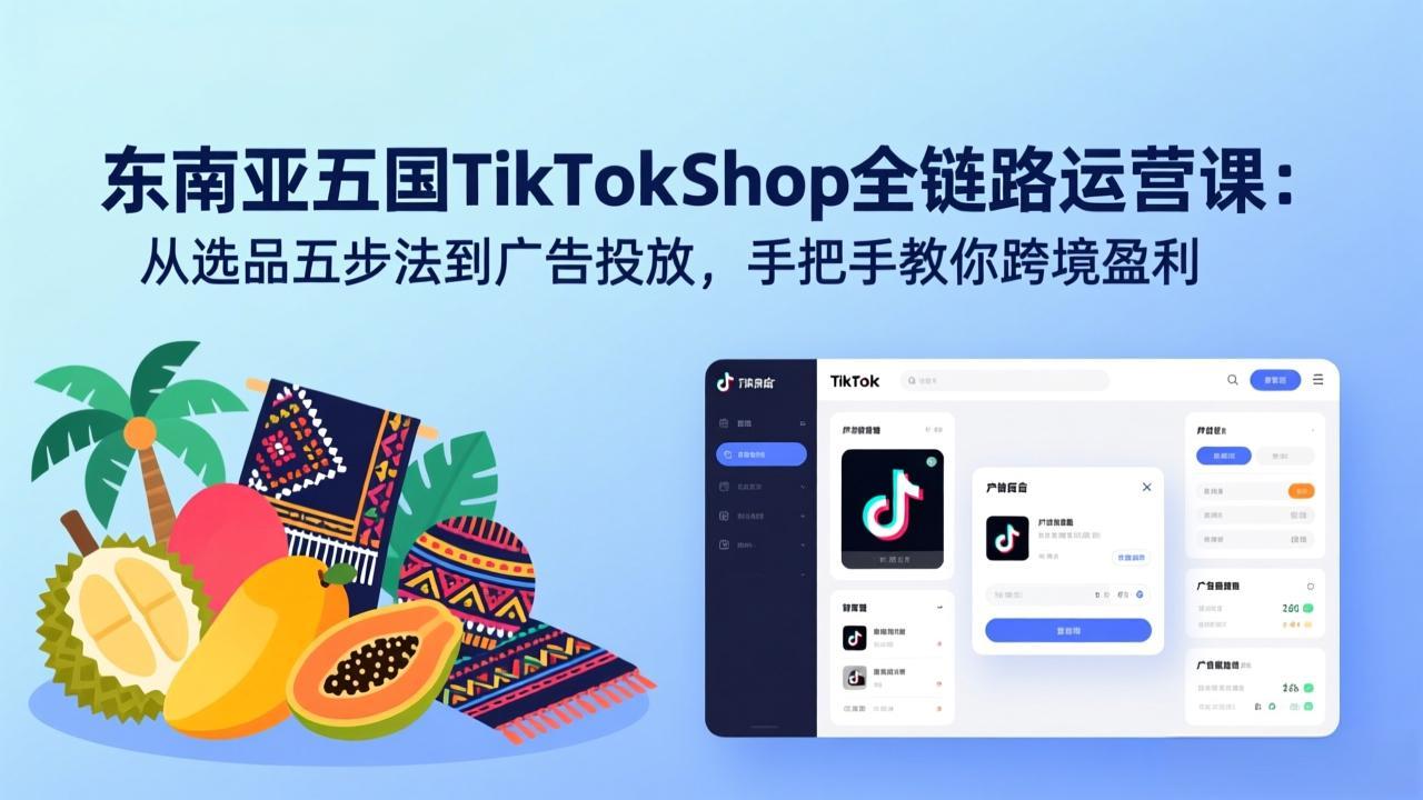 （17511期）东南亚五国TikTok Shop全链路运营课：从选品五步法到广告投放，手把手教你跨境盈利-悟空知识星球