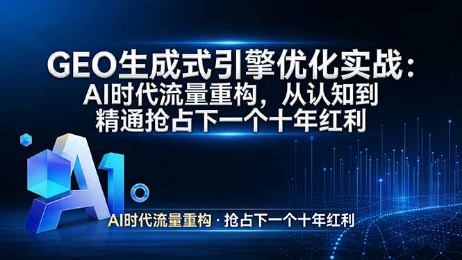 （17708期）GEO 生成式引擎优化实战：AI时代流量重构，从认知到精通抢占下一个十年红利-悟空知识星球