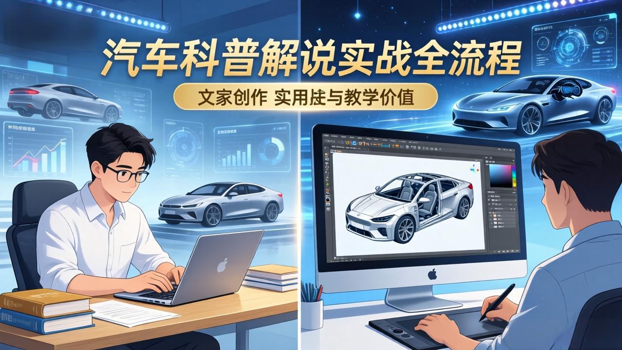 (17665期)抖音汽车科普解说实战:文案+动画+画面处理+去水印全流程,打造专业汽车科普视频-悟空知识星球