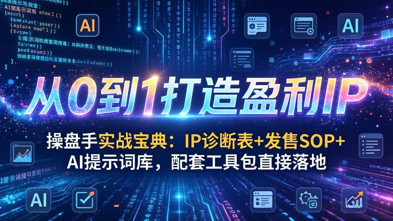 （17593期）操盘手实战宝典：IP诊断表+发售SOP+AI提示词库，配套工具包直接落地，从0到1打造盈利IP-悟空知识星球