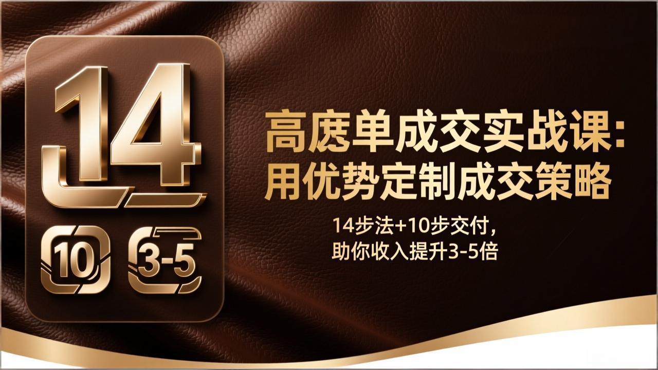 （17572期）高客单成交实战课：用优势定制成交策略，14步法+10步交付，助你收入提升3-5倍-悟空知识星球