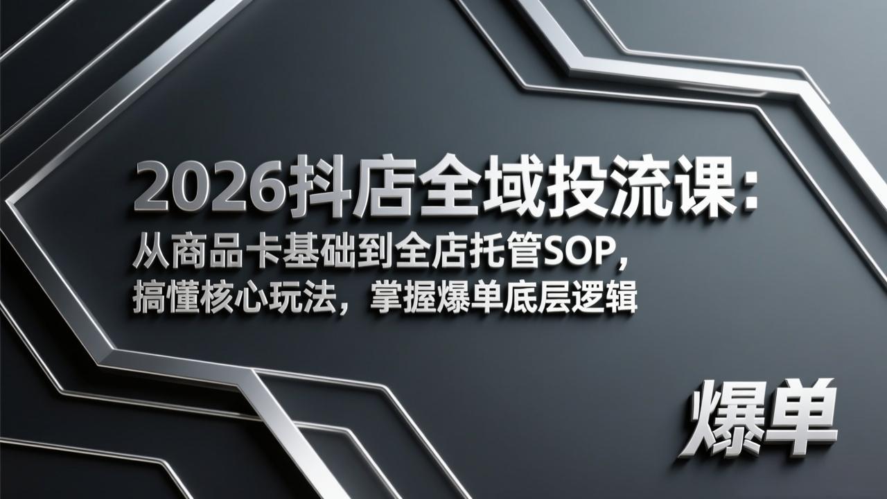 (17569期)2026抖店全域投流课:从商品卡基础到全店托管SOP,搞懂核心玩法,掌握爆单底层逻辑-悟空知识星球