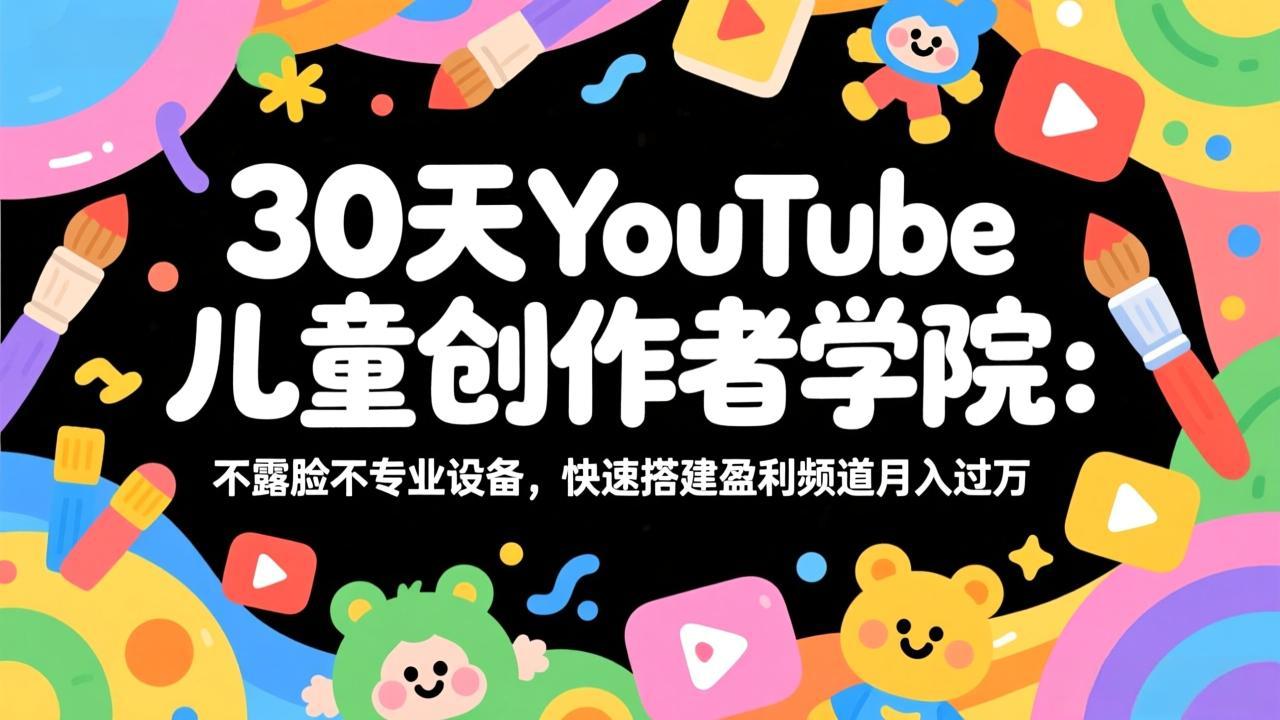 （17554期）30天YouTube儿童创作者学院：不露脸不专业设备，快速搭建盈利频道月入过万-悟空知识星球