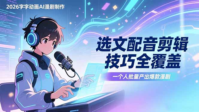 （17477期）2026字字动画AI漫剧制作-1期，选文配音剪辑技巧全覆盖，一个人就能批量产出爆款漫剧-悟空知识星球