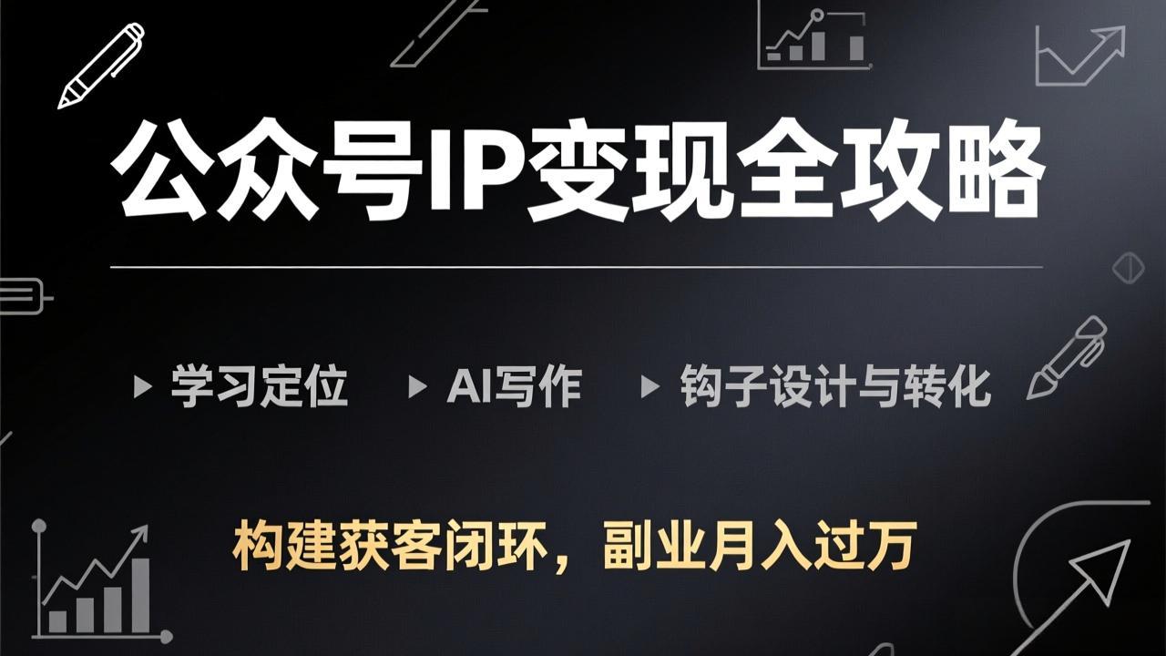 （17523期）公众号IP变现全攻略-更新，学习定位、AI写作、钩子设计与转化，构建获客闭环，副业月入过万-悟空知识星球