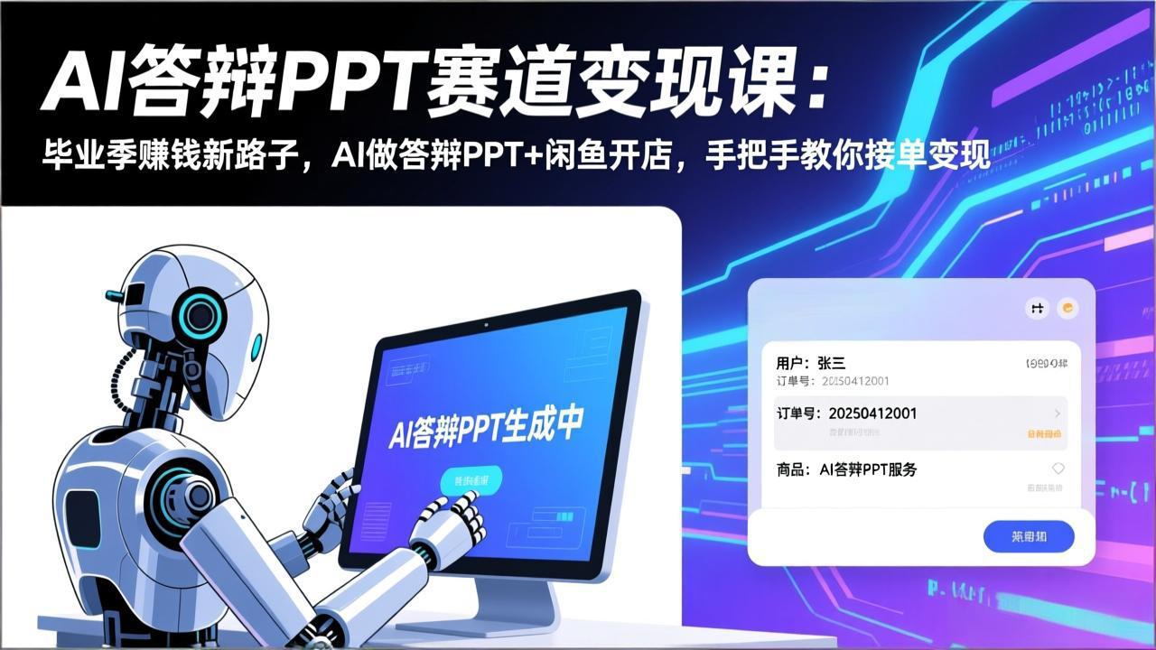 （17546期）AI答辩PPT赛道变现课：毕业季赚钱新路子，AI做答辩PPT+闲鱼开店，手把手教你接单变现-悟空知识星球