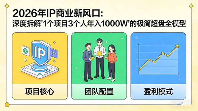 （17661期）2026年IP商业新风口：深度拆解“1个项目3个人年入1000W”的极简超盘全模型-悟空知识星球
