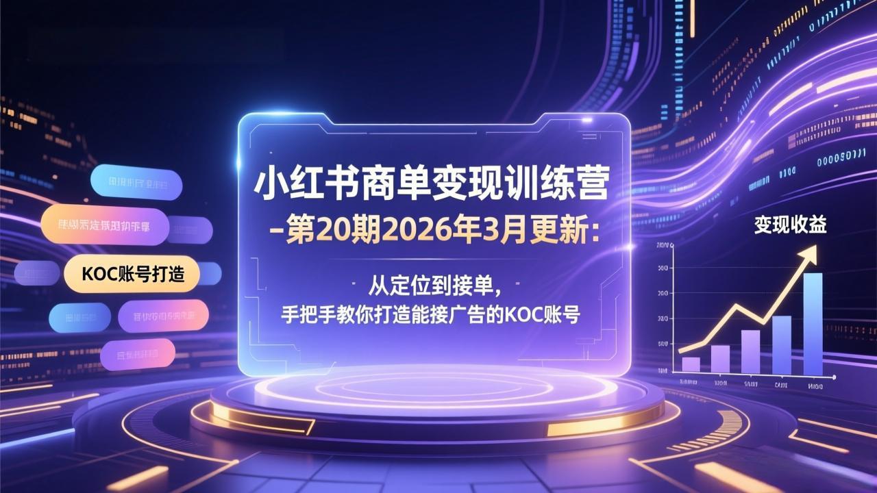 (17590期)小红书商单变现训练营-第20期26年3月更新:从定位到接单,手把手教你打造能接广告的KOC账号-悟空知识星球