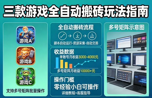 三款游戏全自动搬砖玩法，收益稳定月入1W，支持多号矩阵批量放大，零经验小白也可以操作【揭秘】-悟空知识星球