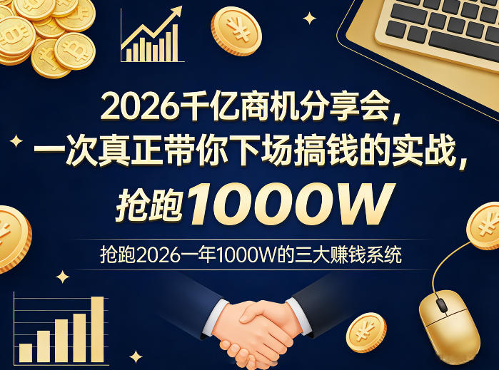 2026千亿商机分享会,一次真正带你下场搞钱的实战,抢跑2026一年1000W的三大賺钱系统-悟空知识星球