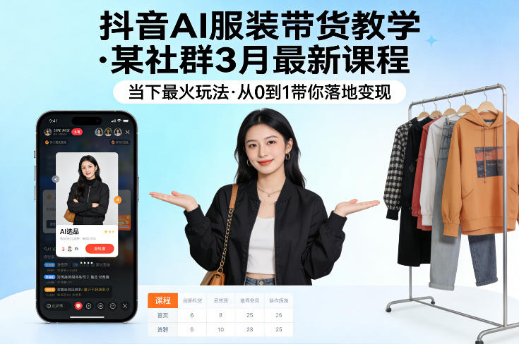 抖音AI服装带货教学,某社群3月最新课程,当下最火玩法,从0到1带你落地变现-悟空知识星球