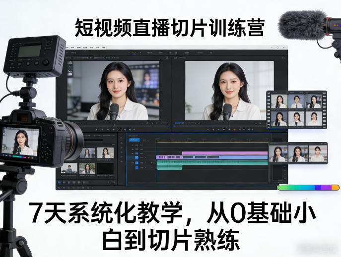 短视频直播切片训练营，7天系统化教学，从0基础小白到切片熟练-悟空知识星球