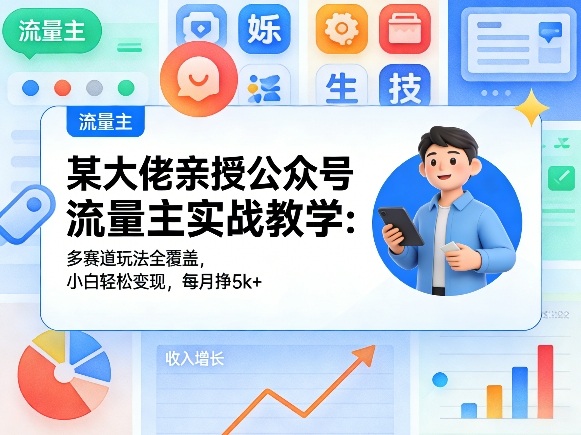 某大佬亲授公众号流量主实战教学：多赛道玩法全覆盖，小白轻松变现，每月多挣5k+-悟空知识星球