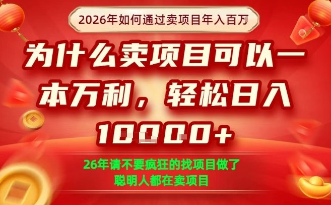 一单净利润1K+,26年想年入100个W,死磕卖项目就够了【揭秘】-悟空知识星球