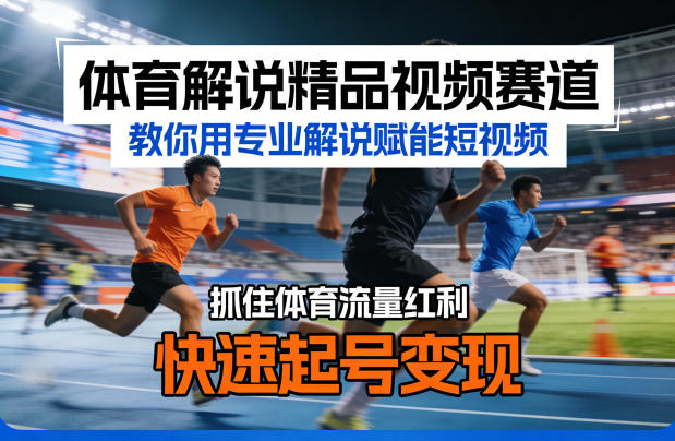体育解说精品视频赛道，教你用专业解说赋能短视频，抓住体育流量红利，快速起号变现-悟空知识星球