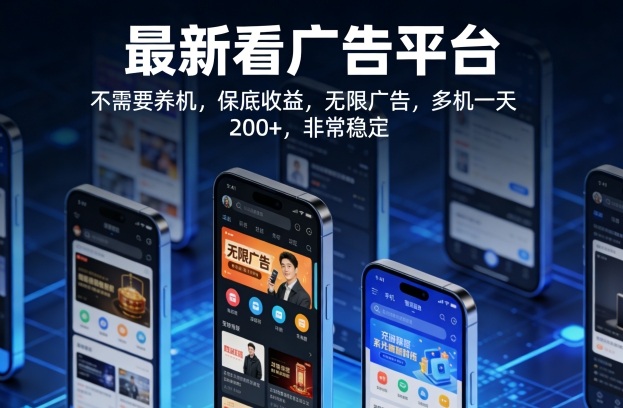最新看广告平台，不需要养机，保底收益，无限广告，多机一天200+，非常稳定【揭秘】-悟空知识星球
