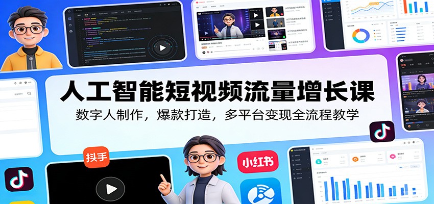 人工智能短视频流量增长课：数字人制作，爆款打造，多平台变现全流程教学-悟空知识星球