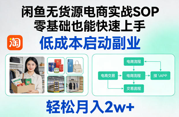 闲鱼无货源电商实战SOP，零基础也能快速上手，低成本启动副业，轻松月入2w+-悟空知识星球