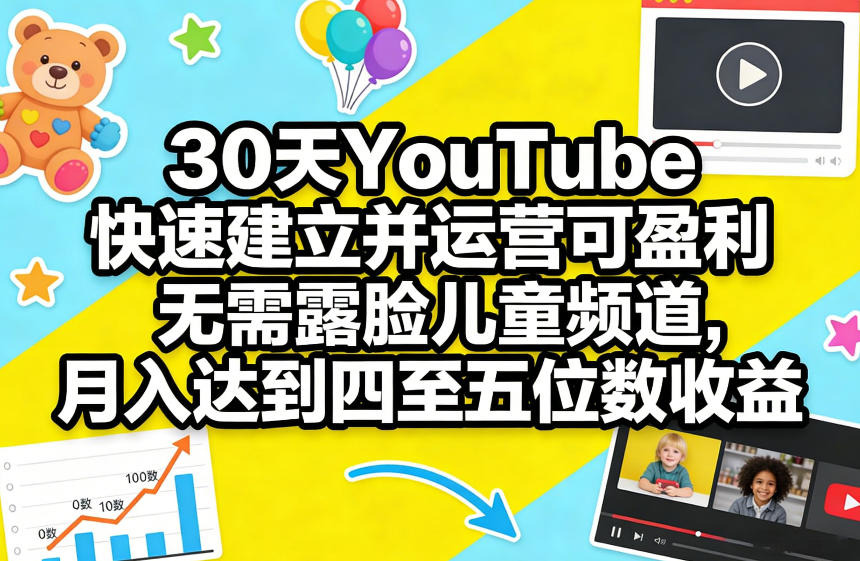 30天YouTube快速建立并运营可盈利无需露脸儿童频道，月入达到四至五位数收益-悟空知识星球