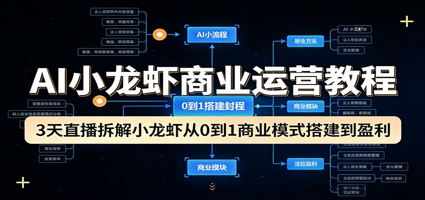 AI小龙虾商业运营教程：3天直播拆解小龙虾从0到1商业模式搭建到盈利-悟空知识星球