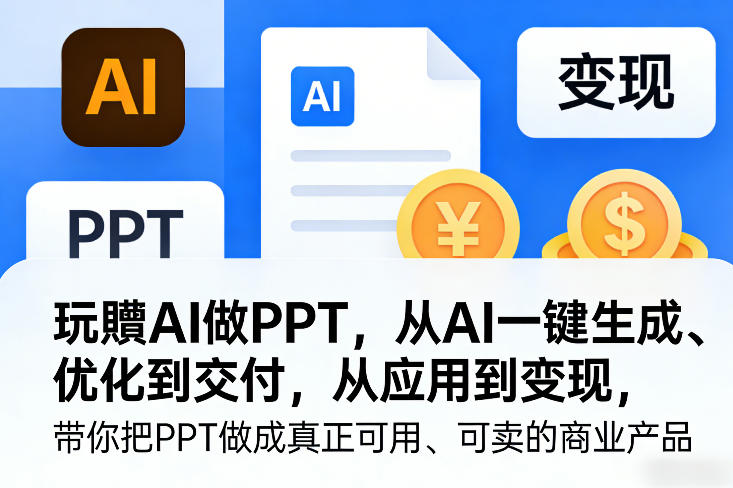 玩賺AI做PPT，从AI一键生成、优化到交付，从应用到变现，带你把PPT做成真正可用、可卖的商业产品-悟空知识星球