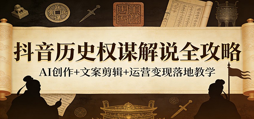 抖音历史权谋解说全攻略：AI创作+文案剪辑+运营变现落地教学-悟空知识星球