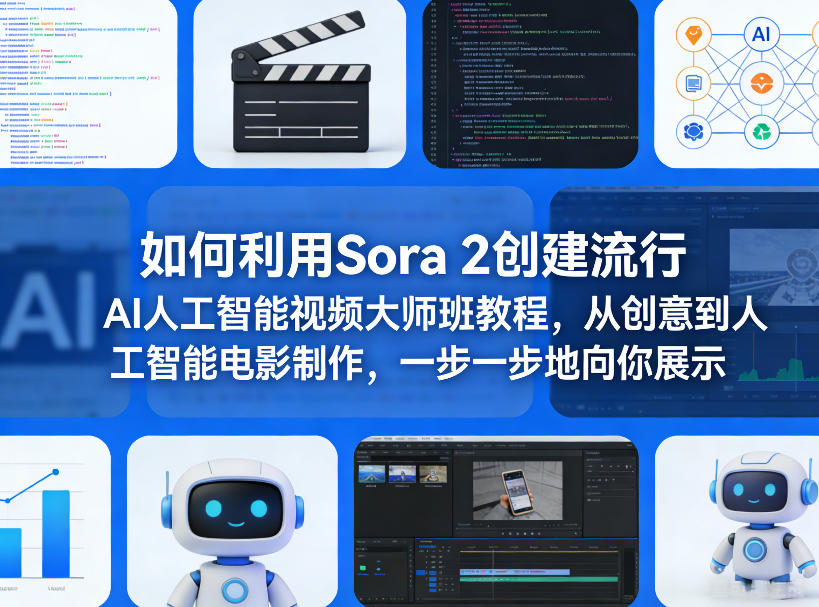 如何利用Sora 2创建流行AI人工智能视频大师班教程,从创意到人工智能电影制作,一步一步地向你展示-悟空知识星球