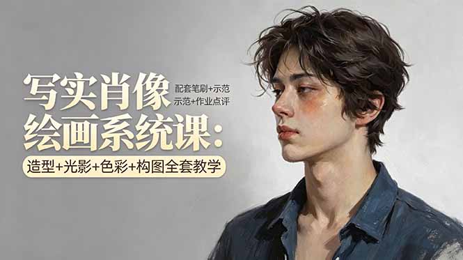 （17967期）写实肖像绘画系统课：造型+光影+色彩+构图全套教学，配套笔刷+示范+作业点评-悟空知识星球