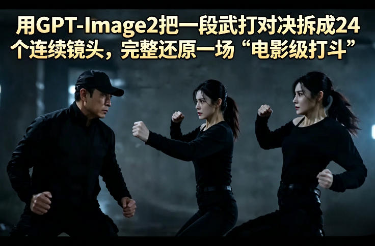 用GPT-Image2把一段武打对决拆成24个连续镜头，完整还原一场“电影级打斗”-悟空知识星球