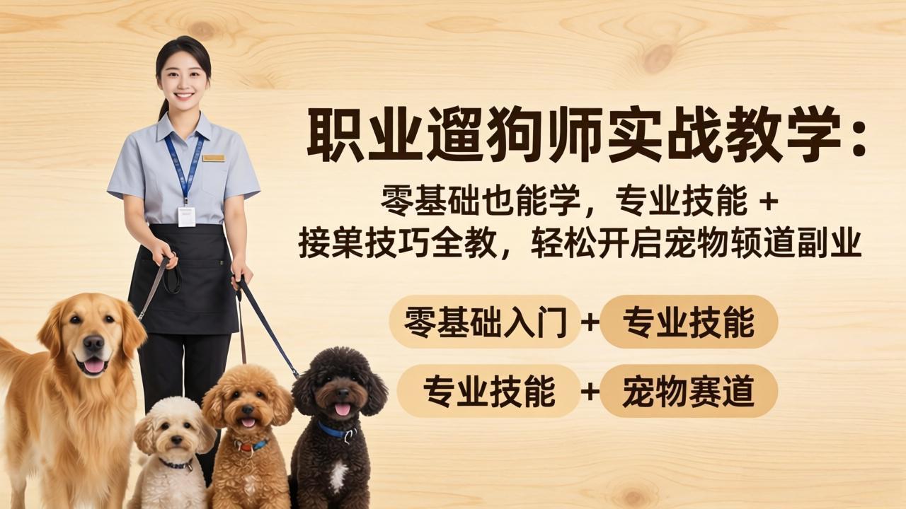 （18115期）职业遛狗师实战教学：零基础也能学，专业技能 + 接单技巧全教，轻松开启宠物赛道副业-悟空知识星球