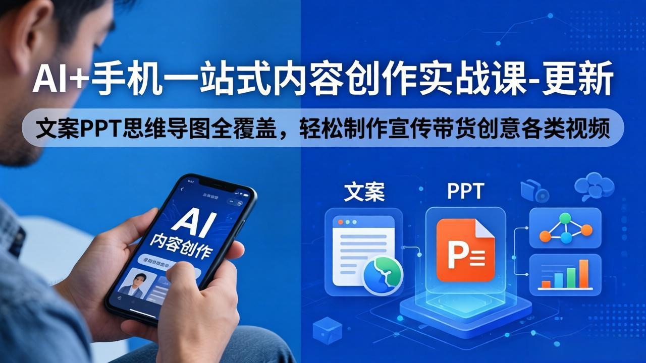 （18204期）AI+手机一站式内容创作实战课-更新，文案PPT思维导图全覆盖，轻松制作宣传带货创意各类视频-悟空知识星球