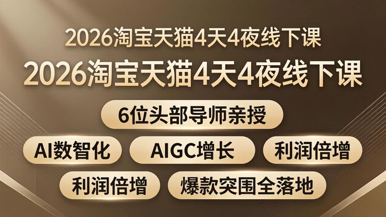 （18054期）2026淘宝天猫4天4夜线下课：6位头部导师亲授，AI数智化+AIGC增长+利润倍增+爆款突围全落地-悟空知识星球