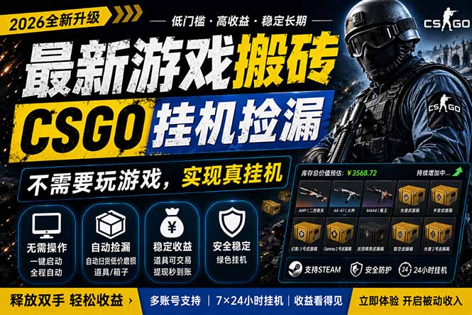 （18182期）最新游戏搬砖，CSGO纯挂机，不需要玩游戏，实现真挂机，月入1W+，五一小高峰上车可吃肉，…-悟空知识星球