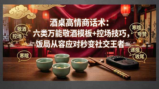 （18020期）付费文章：酒桌高情商话术：六类万能敬酒模板+控场技巧，饭局从容应对秒变社交王者-悟空知识星球