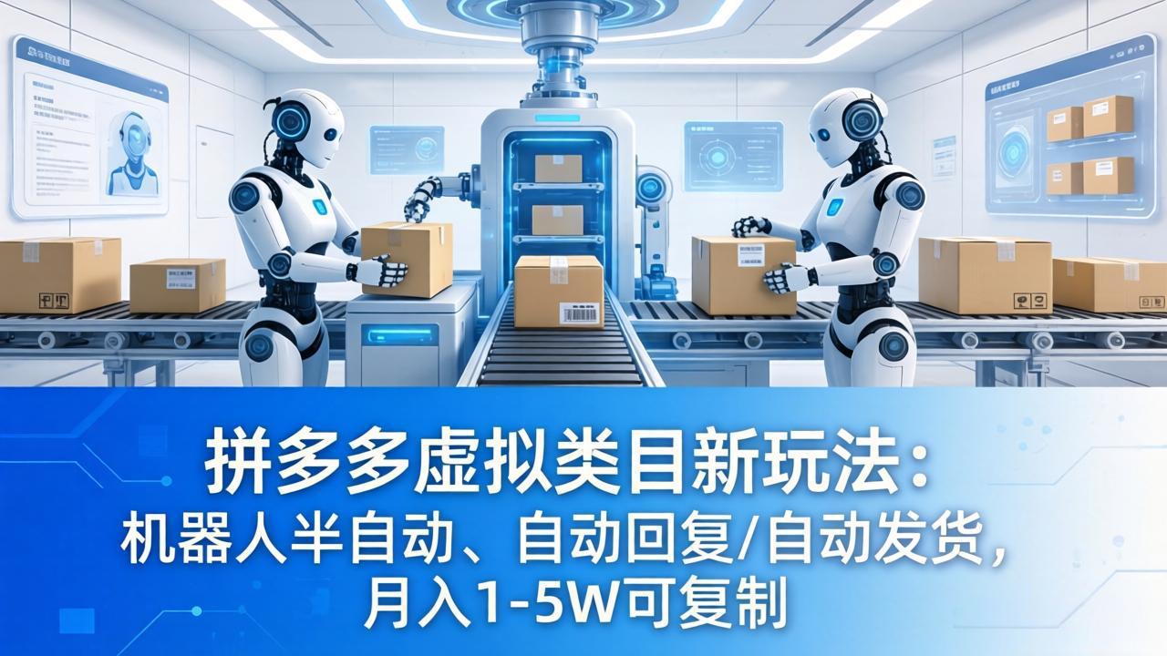 （18038期）拼多多虚拟类目新玩法：机器人半自动、自动回复 /自动发货，月入 1-5W 可复制-悟空知识星球