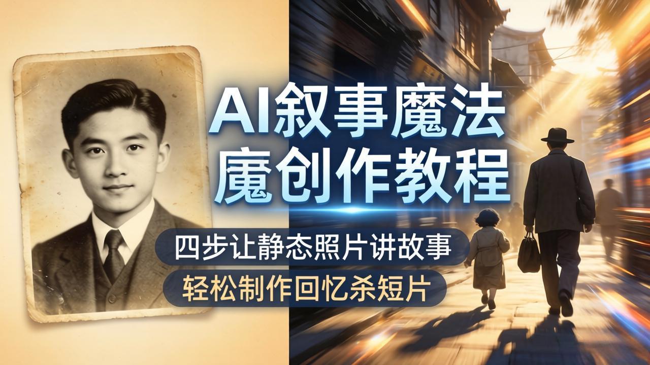 （18208期）AI叙事魔法创作教程，四步让静态照片讲故事，老照片修复加动态特效，轻松制作回忆杀短片-悟空知识星球