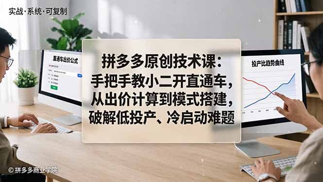 （18159期）拼多多原创技术课：手把手教小二开直通车，从出价计算到模式搭建，破解低投产、冷启动难题-悟空知识星球
