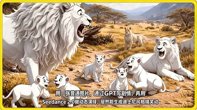 （18137期）用一张普通图片，通过GPT写剧情，再用Seedance 2.0做动态演绎，居然能生成迪士尼风格搞笑动画-悟空知识星球