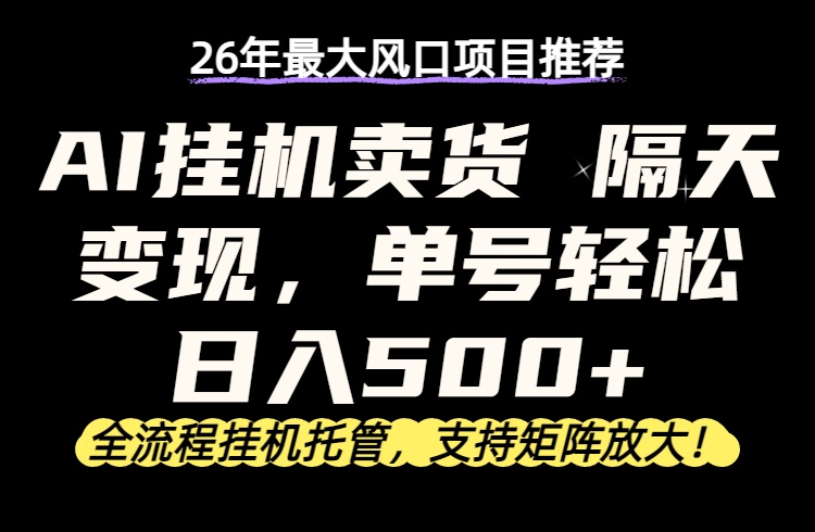（17933期）26年最新AI挂机卖货，隔天出收益，单账号轻松日入500+-悟空知识星球