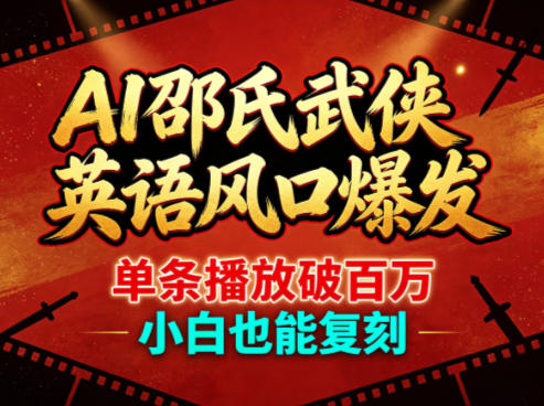 AI邵氏武侠英语风口爆发，单条播放破百万，小白也能复刻-悟空知识星球