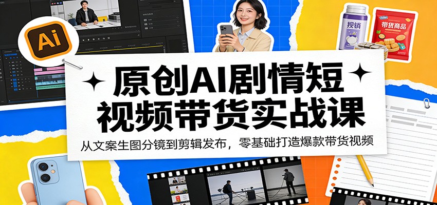 原创AI剧情短视频带货实战课：从文案生图分镜到剪辑发布，零基础打造爆款带货视频-悟空知识星球