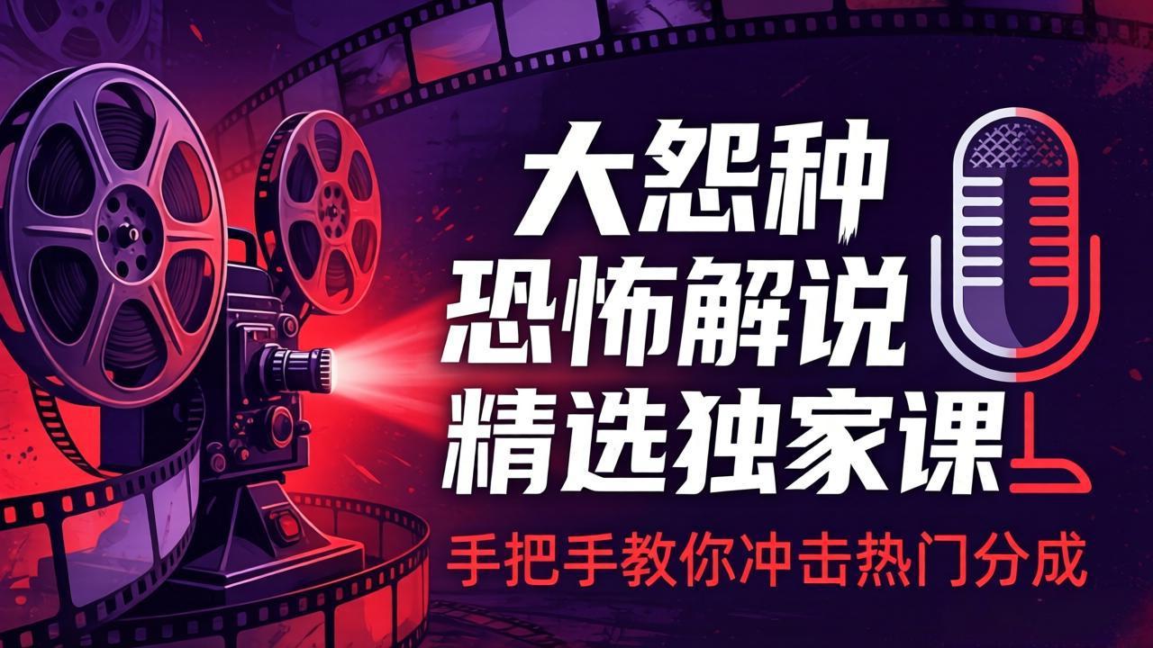 (17920期)大怨种恐怖解说精选独家课:电影下载+文案配音+片头封面,手把手教你冲击热门分成-悟空知识星球