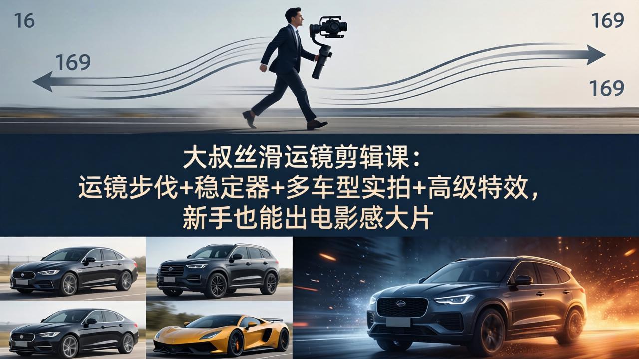 （18004期）大叔丝滑运镜剪辑课：运镜步伐+稳定器+多车型实拍+高级特效，新手也能出电影感大片-悟空知识星球