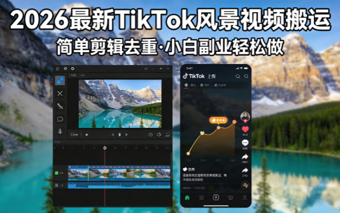 （18001期）2026最新TikTok风景视频搬运简单剪辑去重小白副业月入 8000-悟空知识星球
