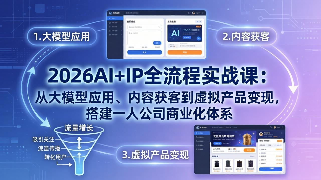 （17863期）2026AI+IP全流程实战课：从大模型应用、内容获客到虚拟产品变现，搭建一人公司商业化体系-悟空知识星球